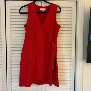Madewell Red Sleeveless Wrap Sundress